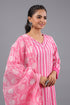 Pink Cotton Kurti With Mirror Lace Details