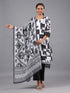 White Abstract Print Kurti Set