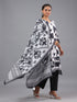 White Abstract Print Kurti Set