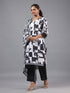 White Abstract Print Kurti Set