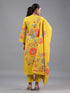 Yellow Printed Mirror Work Kurti Set