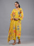 Yellow Printed Mirror Work Kurti Set