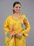 Yellow Printed Mirror Work Kurti Set