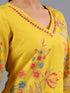 Yellow Printed Mirror Work Kurti Set