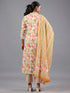 Pink Cotton Botanical Print With Mirror Work Kurti Set