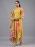 Mustard Floral Printed kurta Set