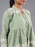 Green Mirror Work Cotton K- Dress With Jacket