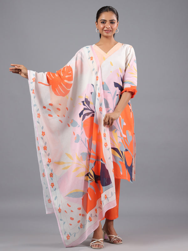 Assorted Colorful Abstract Print Kurti Set