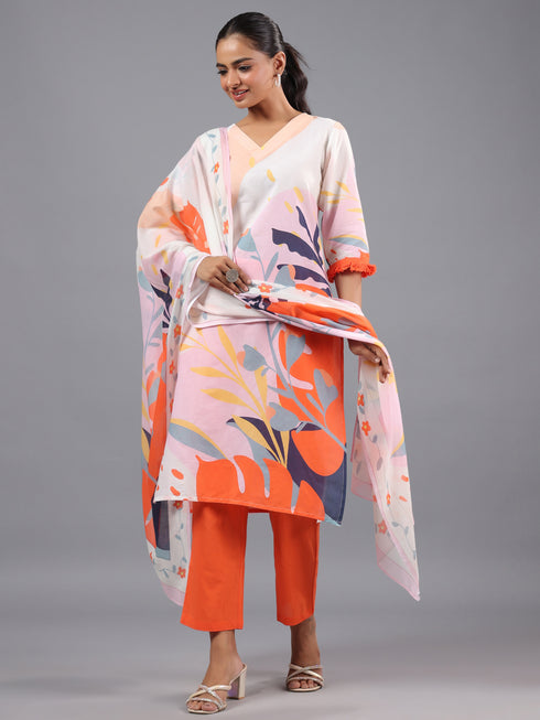 Assorted Colorful Abstract Print Kurti Set