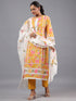 Mustard Floral Print Kurti Set