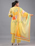 Yellow Cotton Abstract Print Kurti Set