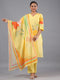 Yellow Cotton Abstract Print Kurti Set