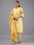 Yellow Cotton Abstract Print Kurti Set