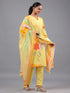 Yellow Cotton Abstract Print Kurti Set