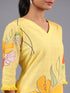 Yellow Cotton Abstract Print Kurti Set