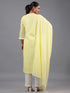 Yellow Cotton Cutwork Embroidered Kurti Set