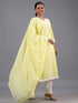 Yellow Cotton Cutwork Embroidered Kurti Set