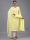 Yellow Cotton Cutwork Embroidered Kurti Set