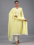 Yellow Cotton Cutwork Embroidered Kurti Set