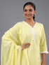 Yellow Cotton Cutwork Embroidered Kurti Set