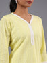 Yellow Cotton Cutwork Embroidered Kurti Set
