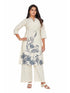 Amchoor Blue Cotton Floral Print KURTI SET for Women's