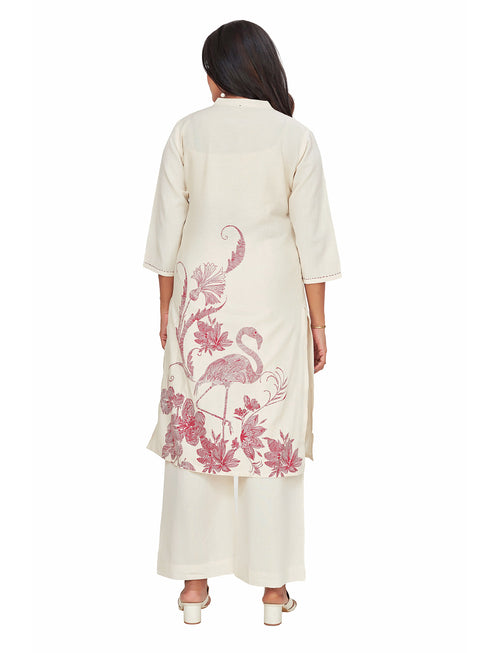 Amchoor Maroon Cotton Floral Print KURTI SET for Women's