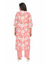 Amchoor Peach Cotton Floral Print KURTI SET for Women's