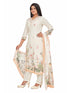 Amchoor Cream Cotton Floral Print KURTI SET for Women's