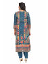 Amchoor Blue Cotton Ajrakh Print KURTI SET for Women's
