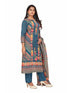 Amchoor Blue Cotton Ajrakh Print KURTI SET for Women's
