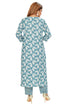Amchoor Teal Cotton Floral Print Kurti Set for Women's