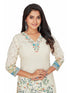 Amchoor Cream Cotton Floral Print KURTI SET for Women's