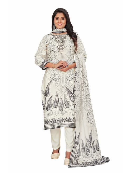 Amchoor Cream Rayon Floral Print KURTI SET for Women's