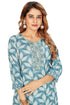 Amchoor Teal Cotton Floral Print Kurti Set for Women's