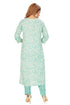 Amchoor Aqua Cotton Floral Print Kurti Set for Women's