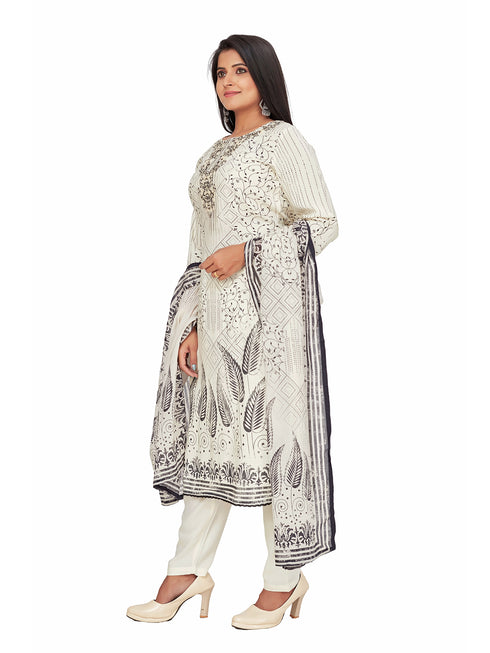 Amchoor Cream Rayon Floral Print KURTI SET for Women's