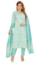 Amchoor Aqua Cotton Floral Print Kurti Set for Women's