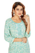 Amchoor Aqua Cotton Floral Print Kurti Set for Women's