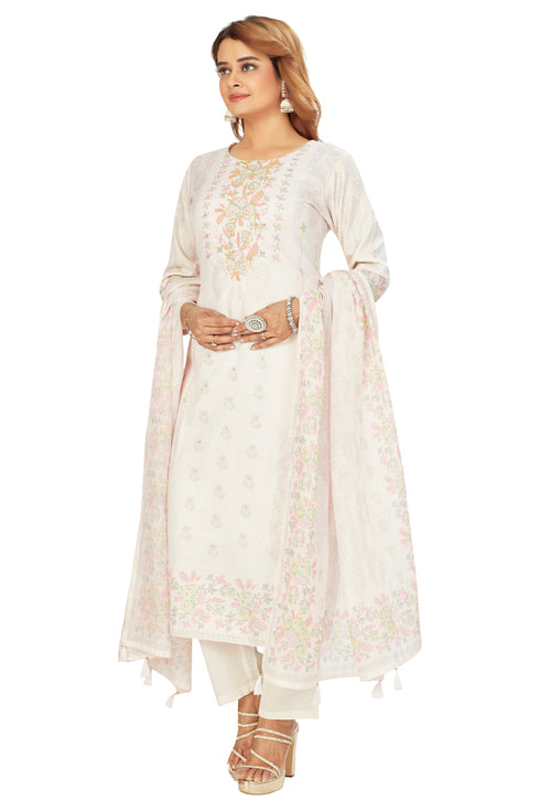 Amchoor Pink Gucci Silk Floral Print Kurti Set for Women's