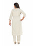Amchoor Cream Cotton Embroidered KURTI SET for Women's