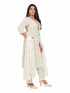 Amchoor Cream Cotton Embroidered KURTI SET for Women's