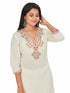 Amchoor Cream Cotton Embroidered KURTI SET for Women's