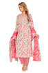 Amchoor Pink Cotton Floral Print Kurti Set for Women's