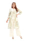 Amchoor Green Cotton Abstract Print Indo Fusion Dress for Women's