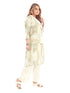 Amchoor Green Cotton Abstract Print Indo Fusion Dress for Women's