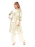 Amchoor Green Cotton Abstract Print Indo Fusion Dress for Women's