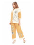 Amchoor Mustard Cotton Embroidered Co-ord Set for Women's