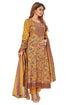 Amchoor Yellow Cotton Floral Print Kurti Set for Women's