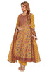Amchoor Yellow Cotton Floral Print Kurti Set for Women's